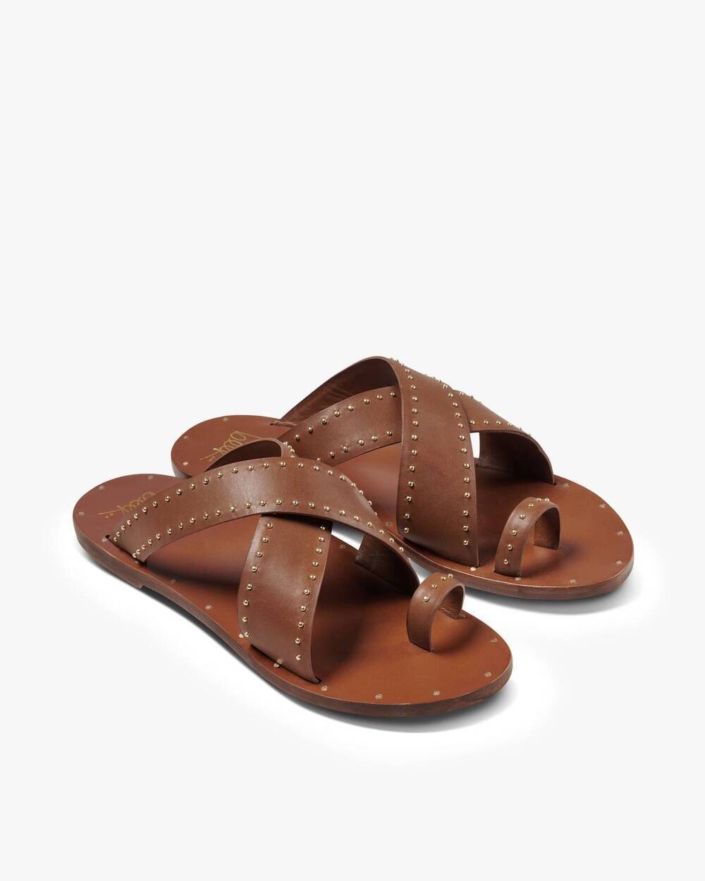 NEW BEEK women's curlew leather toe-ring sandal in tan